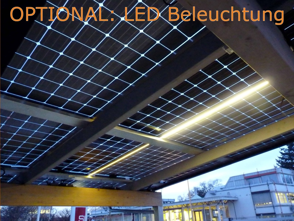Montagesystem für Carportdach + 18 Solarmodule | 6 x 5,3 m | 5,6 kWp