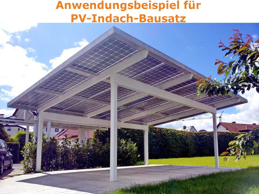 Montagesystem für Carportdach + 18 Solarmodule | 6 x 5,3 m | 5,6 kWp